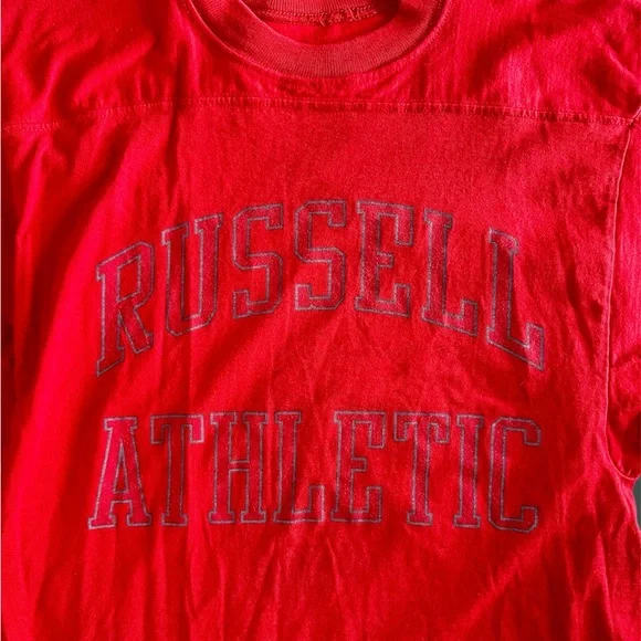 Vintage 90s Russell Athletic Red Long Sleeve Men’s Size M Made in USA Logo VTG - Picture 2 of 5